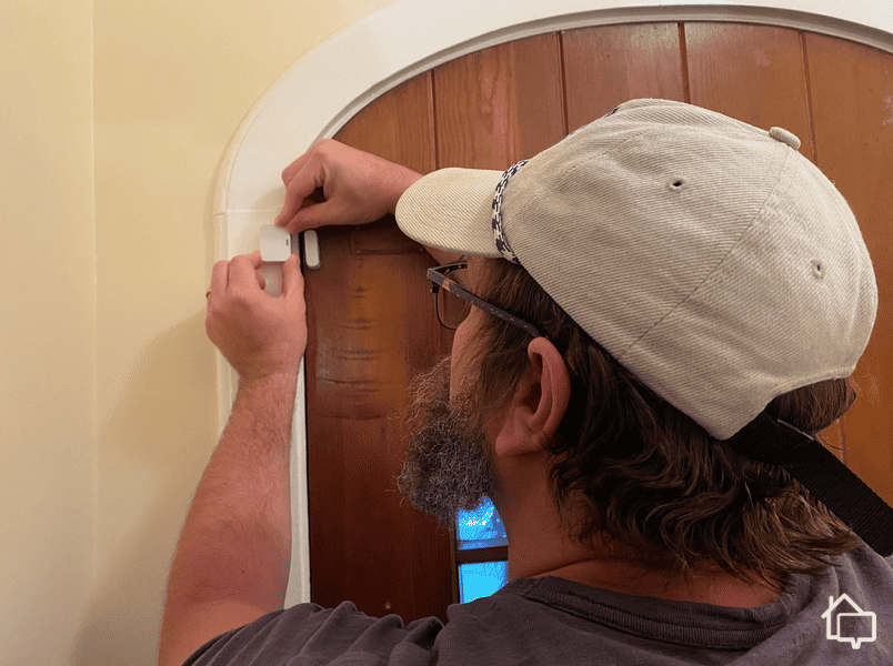 Here we are installing a SimpliSafe Entry Sensor on our front door.